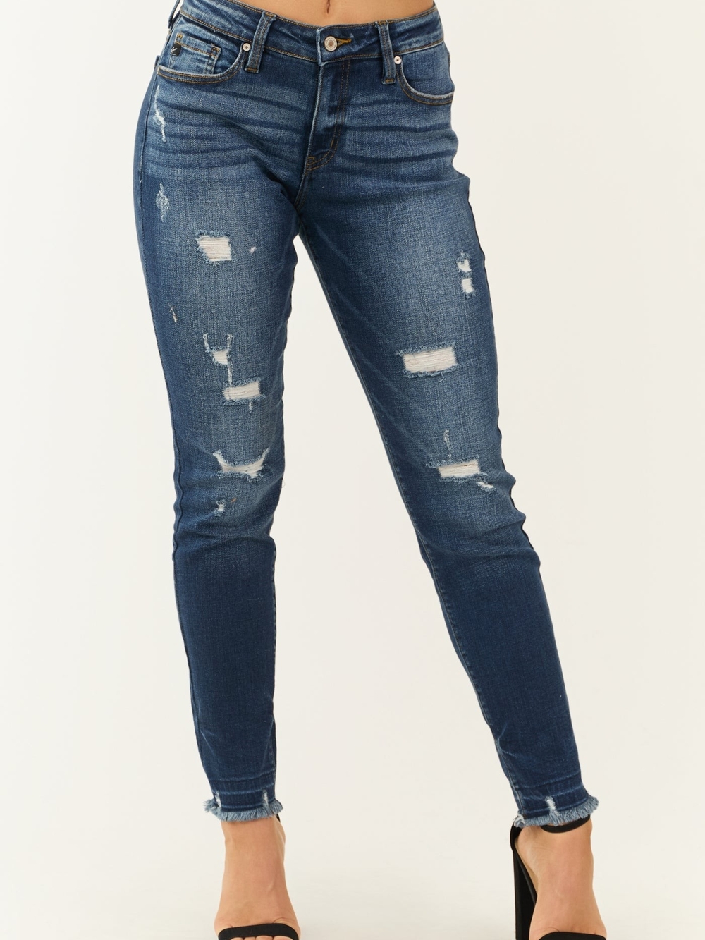 NWOT KanCan High Rise Dark Wash Skinny Jeans Distressed Size XS   23 / 00